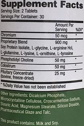 Growth Factor Plus Supplement Facts